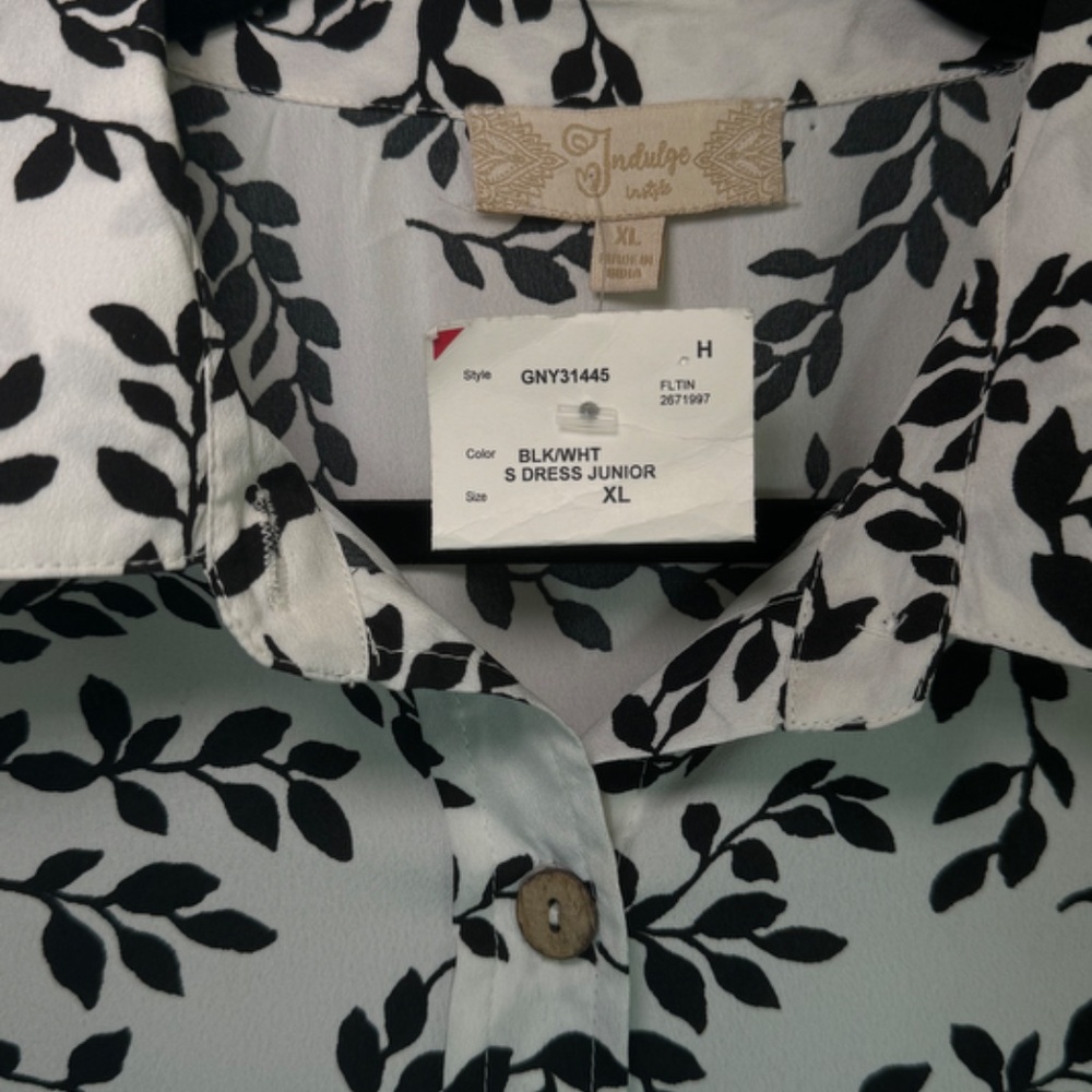NWT - Floral Dress Black and White Indulge Ruffled Smocked Sundress XL With Belt - Picture 3 of 5